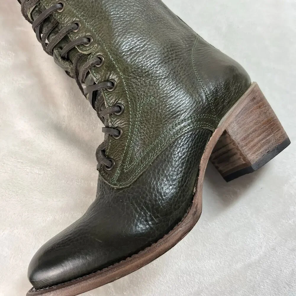 Freebird by Steven Grany Lace Up Boots in Olive - Picture 10 of 17